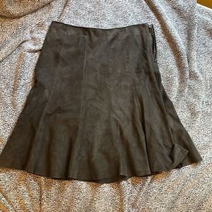 Brown Suede AKRIS punto Knee Length Skirt